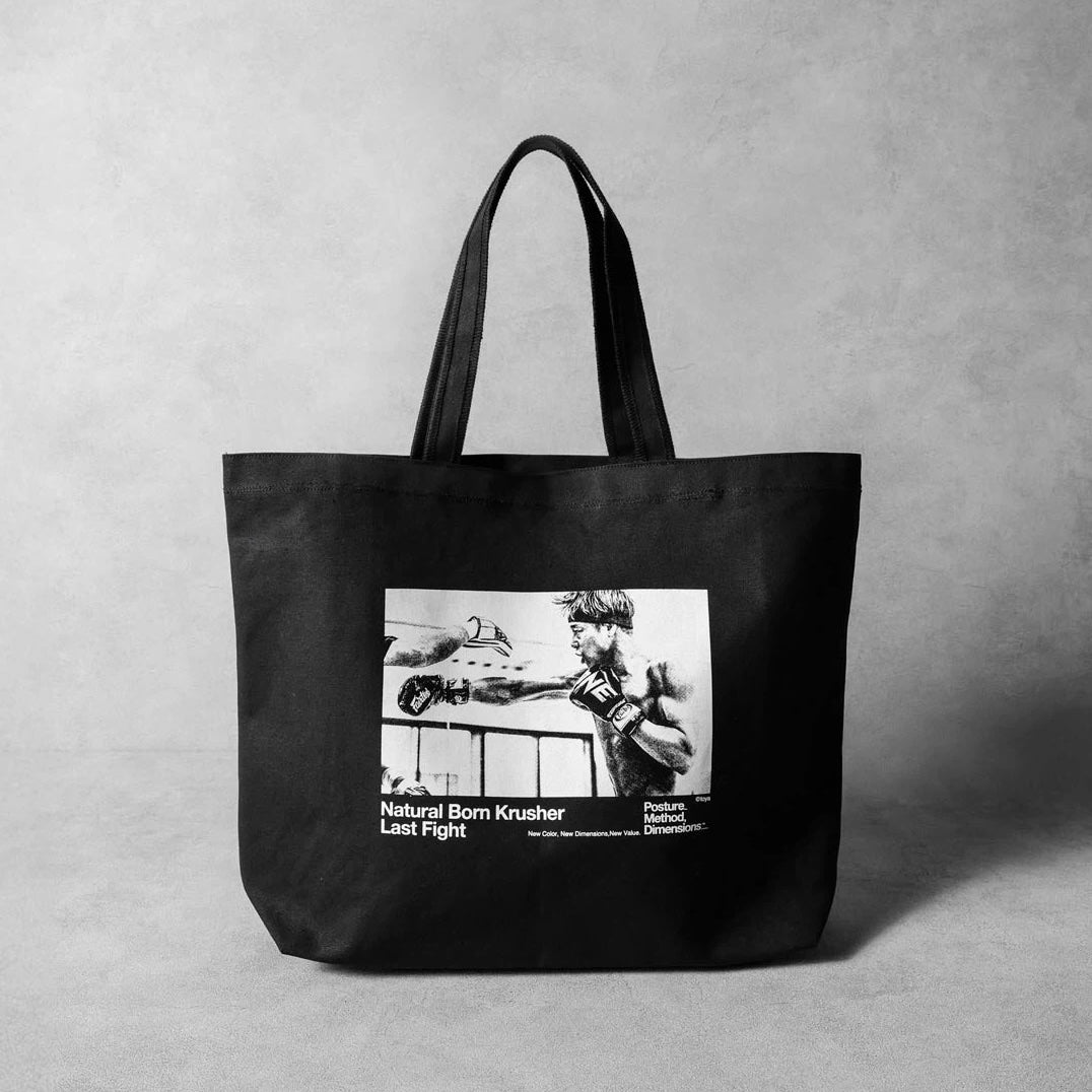 武尊 引退記念 \ Posture_Method, Dimensions_ x Takeru Natural Born Krusher 2026 Tote Bag "BLACK"